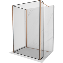 Mexen Kioto dušo sienelė Walk-in 100 x 90 x 30 cm, juodas rėmas, šlifuota varis - 800-100-090-221-65-70-030
