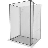 Mexen Kioto dušo sienelė Walk-in 110 x 110 x 40 cm, juodas rėmas, gun metalas - 800-110-110-221-95-70-040