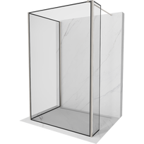 Mexen Kioto dušo sienelė Walk-in 100 x 80 x 40 cm, juodas rėmas, šlifuotas nikelis - 800-100-080-221-97-70-040