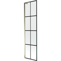 Mexen Next L vonios ekranas, 1-durų, 50 x 150 cm, juodas tinklelis, auksinis - 895-050-000-03-77-50