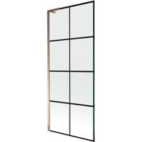 Mexen Next L vonios ekranas 1-duris 80 x 150 cm, juodas tinklelis, rožinis auksas - 895-080-000-03-77-60