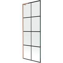 Mexen Next L vonios ekranas 1-duris 70 x 150 cm, juodas tinklelis, šlifuotas varis - 895-070-000-03-77-65