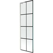 Mexen Next L vonios ekranas, vienvėrės 60 x 150 cm, juodas tinklelis, šlifuotas nikelis - 895-060-000-03-77-97
