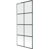 Mexen Next L vonios užuolaida, 1-duris, 80 x 150 cm, juodas tinklelis, šlifuotas nikelis - 895-080-000-03-77-97