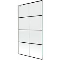 Mexen Next L vonios ekranas vienasparinis 100 x 150 cm, juodas tinklelis, šlifuotas nikelis - 895-100-000-03-77-97