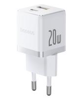 Sieninis įkroviklis Palm 20W USB + USB-C QC3.0 PD3.0, baltas