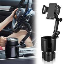 Reguliuojami universalūs automobilio puodelių laikikliai Gėrimų laikiklio praplėtimo adapteris Su telefono laikikliu, Sandėliavimo dėklo padėklas, Automobilio priedai juoda