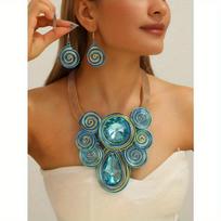Naujas madingas aliuminio vielos turkio ašaros formos elegantiškas vintažinis boho vėrinys Lake Blue įvairiaspalvis