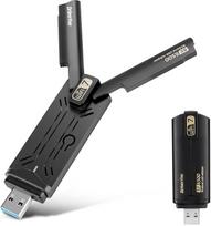 "RUIZHI WiFi 7 WLAN Stick" kompiuteriui, BE6500 USB WLAN adapteris kompiuteriui, MLO trijų juostų 6G/5G/2.4G, nemokamos antenos, "WiFi 7" adapteris "Windows 11/10", skirtas žaidimams/8K transliacijoms, 4K-QAM, WPA3