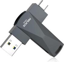 ABLAZE 128GB USB C atmintinė, dviguba USB 3.0 + C tipo, suderinama su "iPhone 16/15", "Android" išmaniaisiais telefonais, kompiuteriais, planšetiniais, "Mac" ir nešiojamaisiais kompiuteriais (tamsiai pilka)