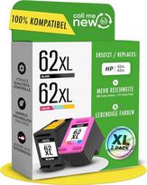 callmenew 62XL spausdintuvo kasetės - suderinamos su HP 62 juodos ir spalvotos spalvos spausdintuvo kasetėmis - XL serijos, su išmaniąja mikroschema, keičiamos HP 62 juodos ir spalvotos, 2 vnt.