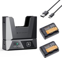 K&F CONCEPT NP-FZ100 2600mAh dvigubas akumuliatorius su moduliniu greituoju įkrovikliu, palaiko 18W PD (arba QC) greitojo įkrovimo įvestį su įkroviklio rinkiniu, skirtu "Sony Alpha A7 III A9" ir kt.