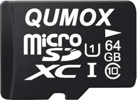 QUMOX 64GB MICRO SD PAMINTINĖ KORTELĖ CLASS 10 UHS-I 64GB Greitas rašymo greitis 20MB/S skaitymo greitis iki 40MB/S