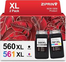 ZIPRINT 560 561 XL kasetės, suderinamos su "Canon" spausdintuvo 560 561 PG-560 XL CL-561 kasetėmis, skirtomis "Canon Pixma TS5350 TS5351 TS5352 TS5353 TS7450 TS7451" (juodos spalvos, spalvotos, 2 vnt.)