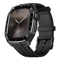 Metalinis dėklas+Silikoninis dirželis Apple Watch juostoms 46mm 45mm Atsparus smūgiams apsauginis dangtelis Iwatch serijoms 11 10 9 8 Series 7 8 9 45mm juoda/pilka
