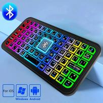 Mini belaidė Bluetooth 5.2 klaviatūra 5 colių klavišų dangteliai 7 spalvų apšviesta klaviatūra anglų kalba įkraunama klaviatūra PC, Android TV priedėliui