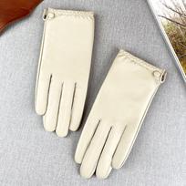 White Genuine Leather Gloves Ladies Hand Warmer Driving Cycling Windproof guantes Sheepskin Split Finger Luxury Gloves M