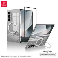 XUNDD For Samsung Galaxy Z Fold 7 6 5 Case Luxury Casing Transparent Cover With Magnetic Holder Stand With Screen Protector Tempered Glass For Samsung Z Fold 7 gryna