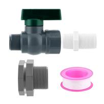 Lietaus statinės čiaupo rinkinys su 3/4 colio PVC rutuliniais vožtuvais, adapteriais vandens bakui, sodo drėkinimo priedais L