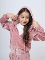 Mergaičių sportinė kepurė Aksominis kostiumas Laisvas džemperis Dviejų dalių kostiumas 134 rožinė