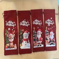 4/8pcs Christmas Wine Bottle Bags with Drawstring Burlap Reusable Fabric Gift Bags with Blank Labels and Rope Suitable Christmas Other