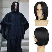 Tereshar Profesorius Severus Snape Sintetinis Perukas Trumpas Tiesus Juodas Vyriškas Perukas Suaugusiems Michael Jackson Assassin Wick Kostiumo Perukas Black-12inches