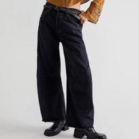 Women's wide-leg jeans high-waist loose breasted trousers L juoda