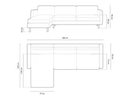 Kampinė sofa - kairė, Eden, 4 sėdimos vietos, 286x150x90, samanų žalumo melanžas
