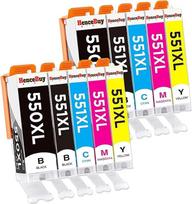 HenceBuy 550 551 XL kasetės suderinamos su Canon PGI-550 CLI-551 XL spausdintuvo kasetėmis, skirtomis Pixma IP7250 MX925 MX920 MX725 MG5650 MG5550 MG6450 MG7550 MG6650 MG5400 MG5450 IP720 0 IX6850 (10 pakuočių)