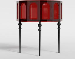 Moderner Konsolentisch im Industriestil, Flurtisch mit geometrischen Metallbeinen, stilvolle Eingangsmöbel für Foyer und Wohnzimmerdekor (rot)