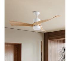 ZEVENTI - LED lubinis ventiliatorius NATURITO LED/18W/230V Wi-Fi Tuya balta/ąžuolas + nuotolinis pultas