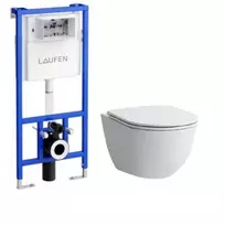 WC komplektas: Laufen ProNewRimless + dangtis Slim + rėmas