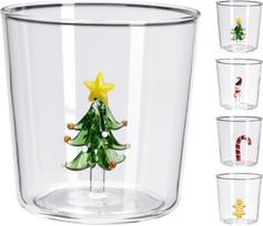 Stiklinė, kalėdinė dekoracija viduje, borosilikatinis stiklas, 4 skirtingi dizainai, 350 ml,
