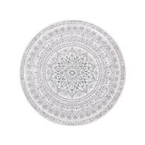 Apvalus kilimas 120 cm skersmens, boho stilius, pilkai mėlynas