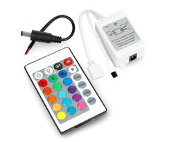 LED RGB juostos valdiklis su IR nuotolinio valdymo pulteliu - 24 mygtukai
