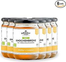 Grizzly Foods - Ekologiškas vištienos kaulų sultinys (6 x 500 ml) - 20 g kolageno stiklinėje - virta 72 valandas - 100% natūralus - be cukraus ir priedų - vertingos maistinės medžiagos - kaulų sultinys - kaulų sultinys