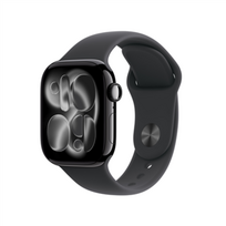 Apple Watch 11 GPS 42mm Sport Band M/L, jet black/black (MEQU4ET/A)