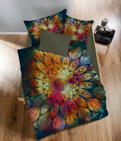 Vaikiškas satininės patalynės komplektas CREYA MANDALA 3D, 140 x 200 cm, 50 x 70 cm, 100% medvilnės