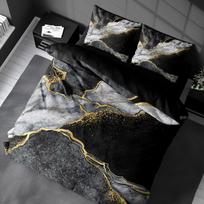Satininės patalynės kompl. CREYA MARBEL BLACK 3D, 200x220cm, 2x50x70cm, 100% medv.