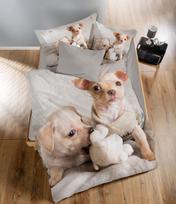 Vaikiškas satininės patalynės komplektas CREYA DOGS 3D, 140 x 200 cm, 50 x 70 cm, 100% medvilnės