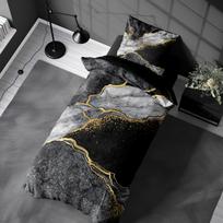 Satininės patalynės kompl. CREYA MARBEL BLACK 3D, 140x200cm, 50x70cm, 100% medv.