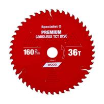 Medžio pjovimo diskas SPECIALIST+ Premium Cordless, 160 x 1,6 x 20 mm, 36 dantų, 15°, TCT