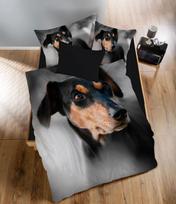 Vaikiškas satininės patalynės komplektas CREYA DOG 3D, 140 x 200 cm, 50 x 70 cm, 100% medvilnės