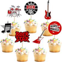 "Blumomon" 28 roko muzikos torto dekoracijų pakuotė Elektrinė gitara Cupcake Toppers Muzikos festivalio torto dekoracijos Muzikos vakarėlio dekoracijos