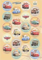"Dekora", "Cars Lightning McQueen" Mini vaflinis popierius Valgomi keksiukų keksiukai keksiukai Sausainių dekoracijos Apvalus 3,4 cm