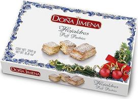 "Doña Jimena Hojaldres" sluoksniuotos tešlos pyragėliai "Doña Jimena" 250g | Aukščiausios kokybės tipiški Andalūzijos saldumynai | Tradiciškai gaminamų sluoksniuotos tešlos pyragėlių pakuotė