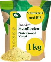 "Engevita" mielių dribsniai 1 kg, "Bon Vegan" Maistinių mielių dribsniai, alternatyva veganiškam sūriui, pvz., parmezanui, maistinės mielės su vitaminu D, B kompleksu ir cinku, be glitimo ir GMO