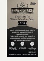 "Keltercraft K04" mielių mitybos druska [10g: 25L vynui / metamedžiui / sidrui] Fermentacijos druska Mielės Maisto DAP su vitaminais Mitybos druska fermentacijai