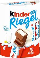 "Kinder" batonėliai - 10 atskirų batonėlių, atskirai supakuoti šokoladiniai batonėliai, minkštas tirpstantis pieniškas šokoladas su pieno kremo įdaru, be dažiklių ir konservantų, 210 g