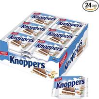 "Knoppers" 24 x 25 g įdarytos vaflių skiltelės su pieno kremu ir riešutų kremo įdaru